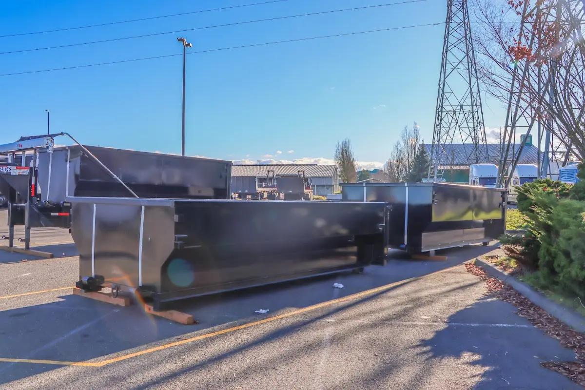 Roll-off dumpster ready for waste disposal at job site for 4 Yard Dumpster Rental in North Middleton